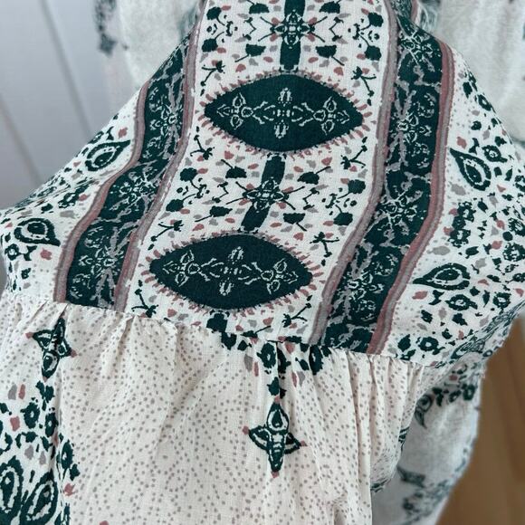 Free People Intimately Sleeveless Boho Mini Dress Medium Green Print Flowy - Picture 2 of 7